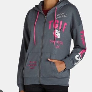 Friday the 13th Women’s Graphic Zip-Front Hoodie, Sz S Halloween, Jason Voorhees